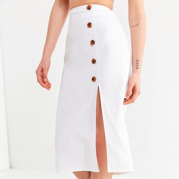 BOG Collective Button-Down Linen Midi Skirt - Picture 2 of 4